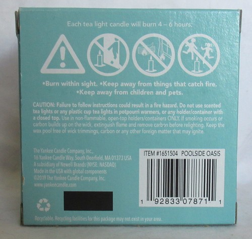 Yankee Candle 12 Scented Tea Light T/L Box Candles POOLSIDE OASIS - Picture 4 of 4