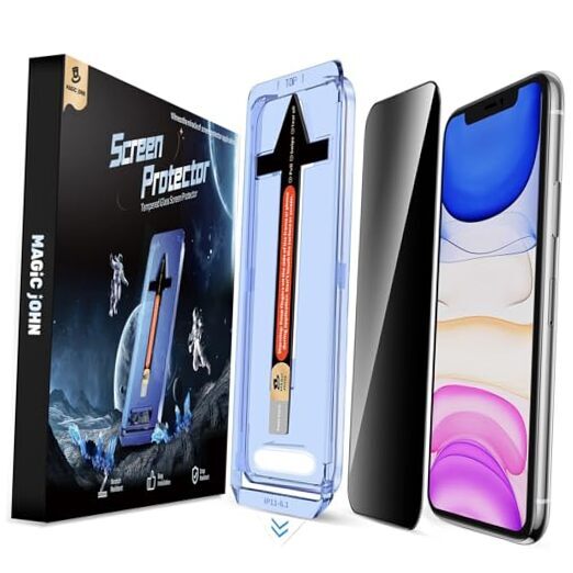 2 Pack for iPhone 11/iPhone XR 6.1 inch Privacy Glass Screen Protector, Auto