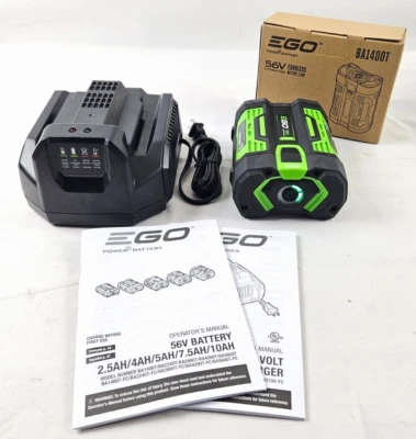 E.G.O Genuine Ego Power+ 56V 2.5Ah Battery w/ Fuel Gauge BA1400T & 210W Charger CH2100