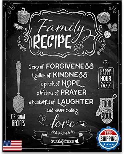 Family Recipe Art Poster - Forgiveness Laughter Love - 11x14 Unframed Art Pri