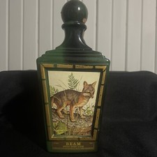 Beams Choice Decanter Green Color Whiskey Bottle Red Fox James Lockhart  Empty