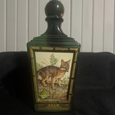 Beams Choice Decanter Green Color Whiskey Bottle Red Fox James Lockhart  Empty