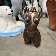 Bronze Female Torso Small Table Top Statue Resin Home Decor Prop Display