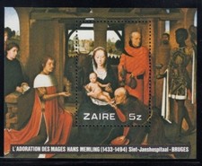 ZAIRE "Adoration of Magi" by Hans Memling MNH souvenir sheet