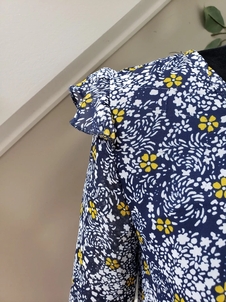 Vestido para mujer Freebird multicolor poliéster cuello redondo manga larga hasta la rodilla S Foto 3 de 4