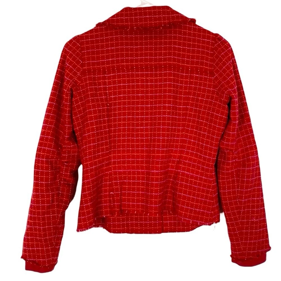 Blazer Vintage Free People Mujer 2 XS Rojo Cuadros Algodón Chaqueta FP Años 90 Y2K Foto 2 de 4