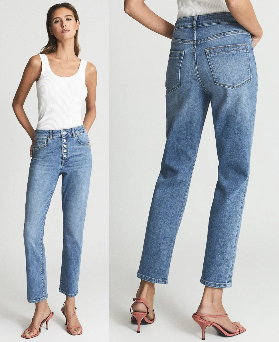 High rise top straight leg jeans