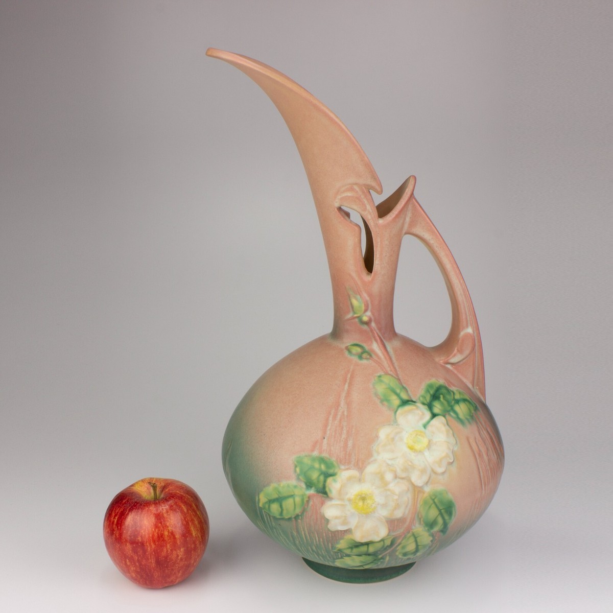 Roseville Vintage Pottery White Rose Ewer/Pitcher, Shape 993-15