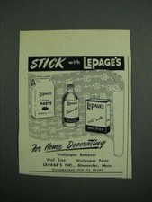 1953 Lepage's Wallpaper Remover, Wall Size & Paste Ad