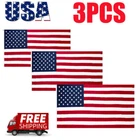 3PCS USA US U.S. American Flag 3' x 5' FT Polyester Stars Brass 2 Grommets HR27