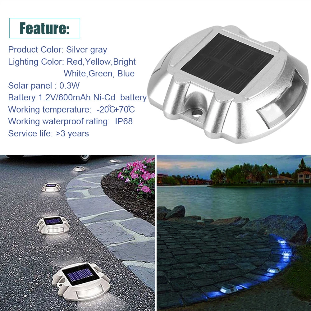 Solar Powered 6 LED Light Road Driveway Dock Ground Stair Step Lamp
