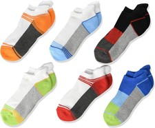Jefferies Socks ESF15516 Boy's Sport Tab Half Cushion Low Cut Socks 6-Pack, LG