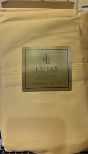 Ralph Lauren Cornsilk pair of King Pillowcases Brand New