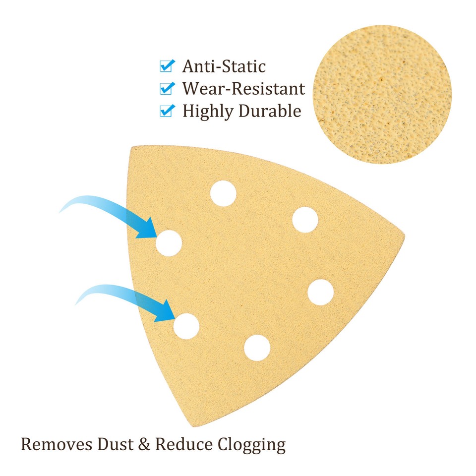 24pcs Mouse Detail Sander Sandpaper 6Hole 120 Grit Triangle Sanding