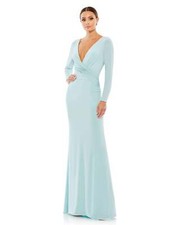 Mac Duggal 26573 Long Sleeve Jersey Sheath Gown Sz 12 Powder Blue