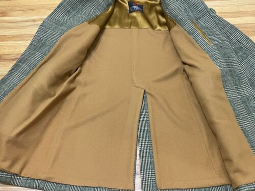 Invertere Overcoat Men's Brown Tweed Houndstooth Single Vent Collared Wool 2xl - Picture 7 of 7