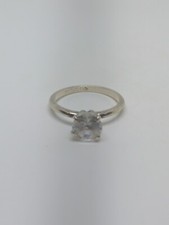 Vintage Sterling Silver 925 White Topaz Solitaire Ring Size 6
