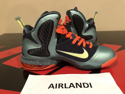 NIKE LEBRON 9 IX CANNON SIZE 8.5 VOLT SLATE BLUE ORANGE 469764004