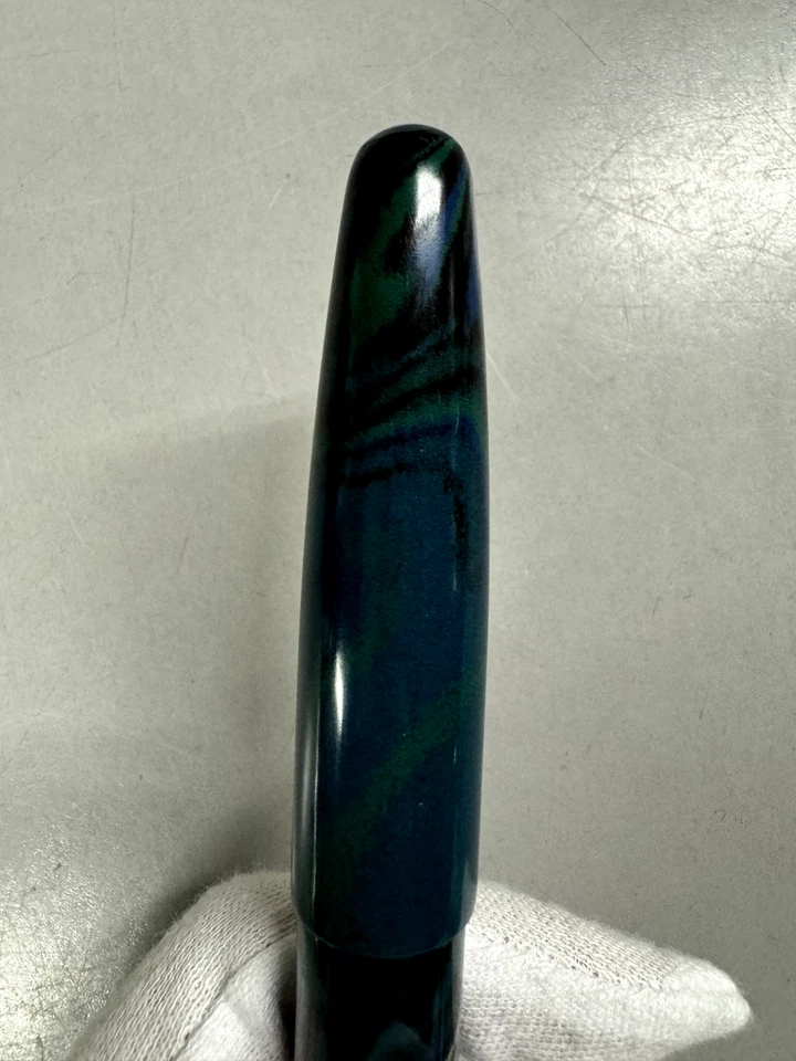 Pluma Estilográfica Wancher Verdadera Ebonita Mármol Verde Turquesa - M Mediana Acero Plumín Foto 3 de 4