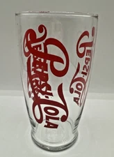 VTG 1970s Pepsi-Cola 28oz Glass 7" Tall Red Script Logo Drinking Glass