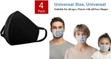 8 PCS 3D Face Mask Bracket  4 Pcs Double Layer Black Reusable Face Mask