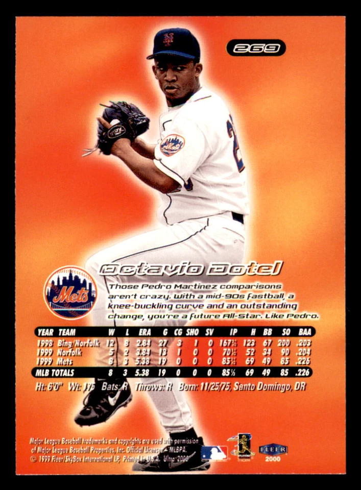 2000 Ultra  #269 Octavio Dotel New York Mets - Image 2 of 2