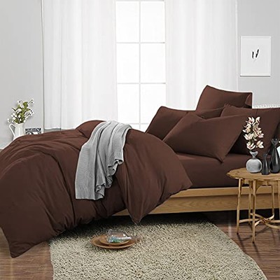 Gracious Egyptian Cotton 1000TC 5 PCs Duvet Set Twin Size Brown Solid