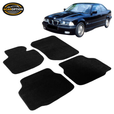 92-98 E36 3-Series Floor Mats Carpet Front & Rear Nylon Black 4PC FOR: (BMW)