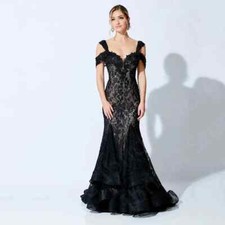 Classic Mother of the Bride for Wedding Lace Black Mermaid Wedding Guest Gowns