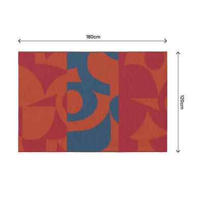 Blau & Rot Fragment Weboptik Wende Medium Outdoor Teppich 120cm -180cm