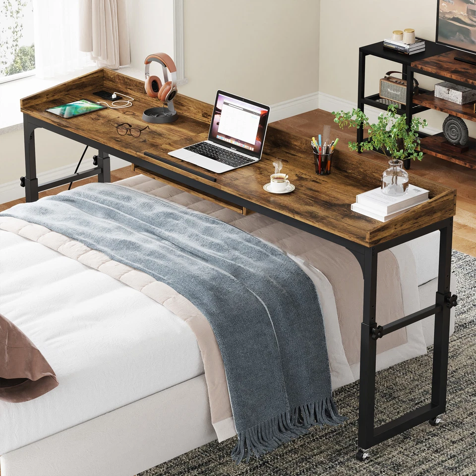 Tribesigns Height Adjustable Overbed Table with Outlets & Adjustable Tilt Stand - Image 3 of 4