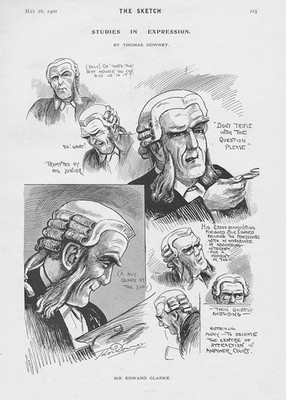 SIR EDWARD CLARKE English Barrister, Studies in Expression - Antique Print 1902