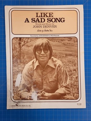 John Denver Like a Sad Song Sheet Music Vintage Songbook Piano Vocal Guitar