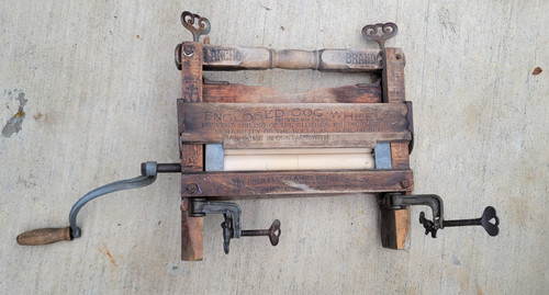 Antique Anchor Brand Clothes Wringer Mangle  - Folding Wood Laundry Wringer