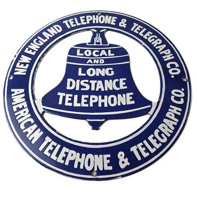 Vintage Public Telephones Sign - Bell System Phone Booth Porcelain Gas Pump Sign