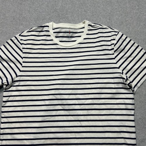 J.Crew Oarsman Shirt Mens Medium White Striped Crew Neck Short Sleeve Casual - Picture 2 of 7