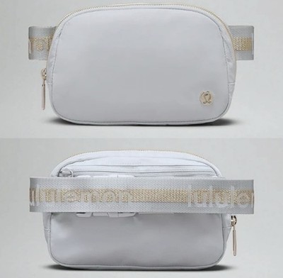 lululemon White Belt Bag Adjustable Strap Zip Closure Logo Zipper Accents Women