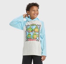 Teenage Mutant Ninja Turtles Boy M Medium Shirt Long Sleeve Hoodie Gray Blue New