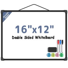 MaxGear Double-Sided Dry Erase Board for Wall, 16"x12" Hanging Whiteboard, Sm...