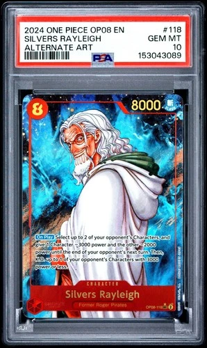 One Piece Silvers Rayleigh Alternate Art OP08-118 PSA 10 Gem Mint