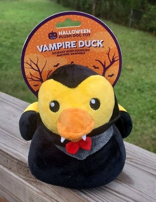 NEW Dog Toy Vampire Duck with Squeaker Soft Stuffed Plush Halloween 