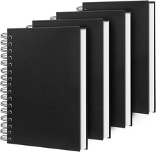 Lined Spiral Notebook B5 Black Journal 7.48'' X 10.18''-4 Pack 7mm College Ru...