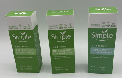 #ad Lot of 3 Simple Replenishing Rich Face Moisturizer Kind to Skin 4.2 fl oz New $34.99