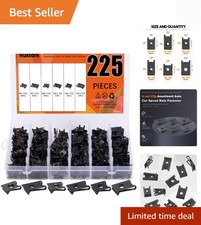 225 Pcs 6 Size SAE U-nut Clip Assortment Auto Car Speed Nuts Fastener with St...