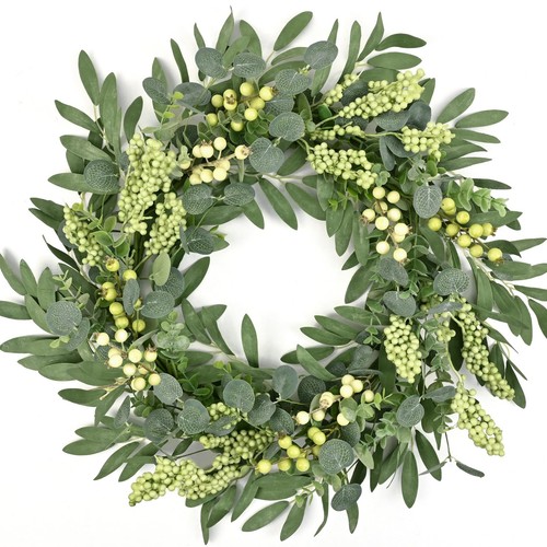 Waipfaru Spring Wreaths for Front Door, Greenery Eucalyptus Wreath with Olive...