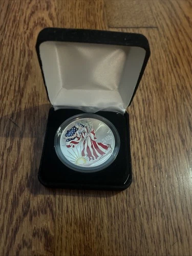 1999 Painted Colorized American Eagle Dollar 1 oz. Fine Silver,  Box & COA :