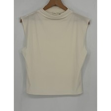 Wilfred Mock Neck Top Lg Cream Sleeveless Minimalist Professional Chic Aritzia