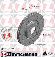 2X Bremsscheibe Sport Z Zimmermann 100.3355.52 FüR A4 A5 A6 A7 Q5 Audi B8 C7 1LA