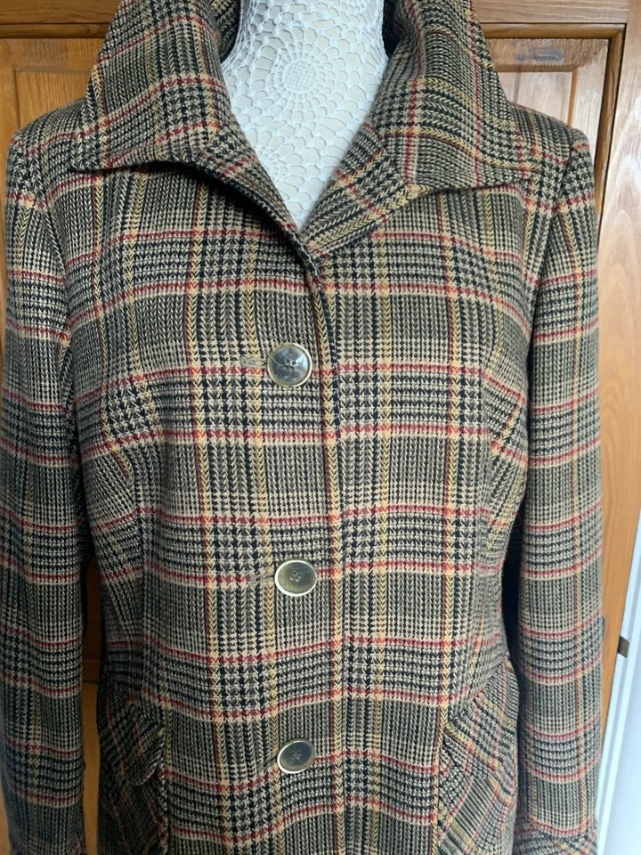 Ladies Jacket Part Wool by Kirsten Brown Mix Check Pattern Size 18 NWOT - Image 3 of 4