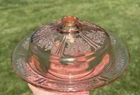 Vintage Federal Glass Sharon Pink Cabbage Rose Butter Dish With Cover